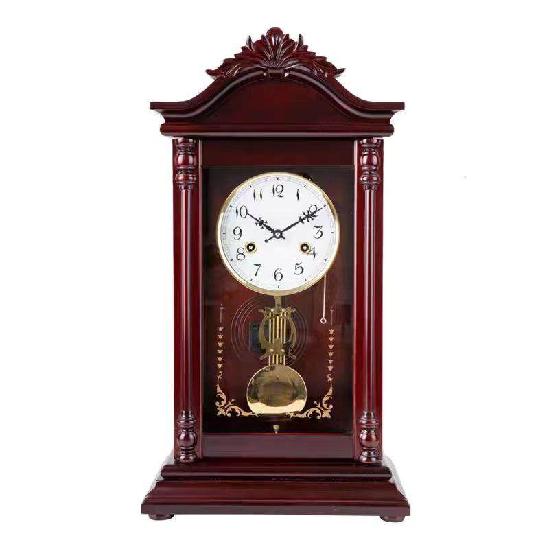 老式复古实木机械座钟客厅中式桌面摆放时钟家用报时上链创意台钟,淘宝优惠券,粉丝福利购,淘宝优惠卷