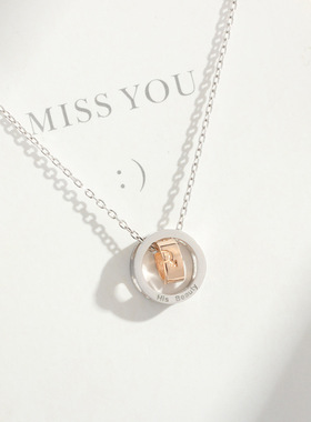 纯银新款美女与野兽圆环森系项链