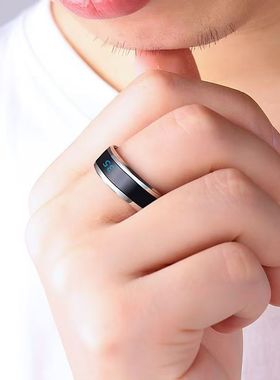 韩版钛钢感温戒指男潮炫酷个性嘻哈霸气社会单身食指尾戒变色指环