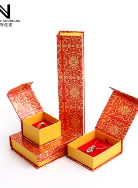饰包装盒礼品盒红金花前磁铁