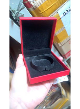 红色充皮纸直角盒黑底耳钉盒礼品盒礼物盒印logo戒指盒手镯盒