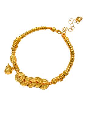 新中式小红书同款沙金五帝钱拉丝葫芦盘缠手串复古百搭福禄手链女