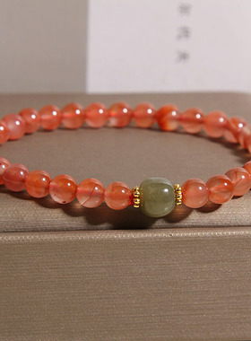 天然冰飘南红玛瑙手链女轻奢小众高级感和田玉转运手串送闺蜜礼物