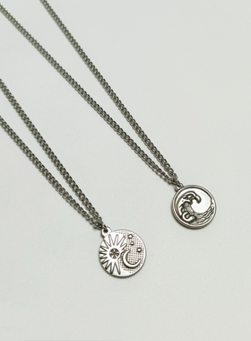 钛钢复古天空海洋项链女时尚情侣星星月亮锁骨链送闺蜜吊坠毛衣链