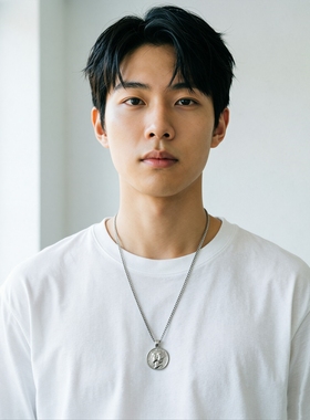 欧美文艺复古钛钢男女神字母项链个性嘻哈情侣款吊坠卫衣链不掉色