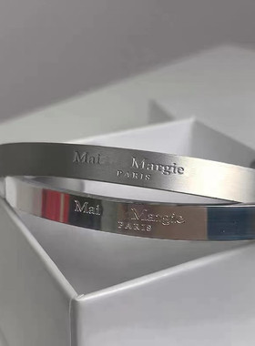 手镯钛钢磨砂反转LOGO手饰欧美开口简约手环情侣配饰