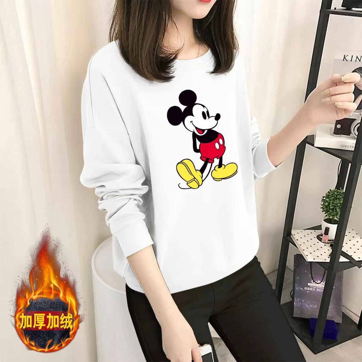 2023春秋新款加绒加厚无帽卫衣女宽松薄款白色圆领打底上衣秋冬潮_沐浠原创女装_女装/女士精品 2023春秋新款加绒加厚无帽卫衣女宽松薄款白色圆领打底上衣秋冬潮_沐浠原创女装_女装/女士精品