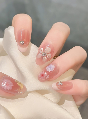 立体花朵法式手工穿戴甲2026新款