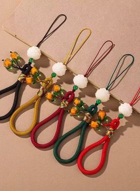 柿柿如意手机链 短款手腕挂绳男女琉璃柿子 挂坠钥匙扣U盘防丢