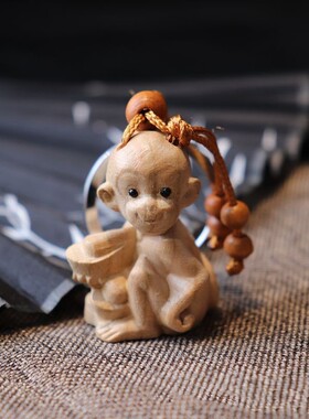 无油漆桃木十二生肖吊坠项链钥匙扣鼠牛虎兔龙蛇马羊猴鸡狗猪挂件