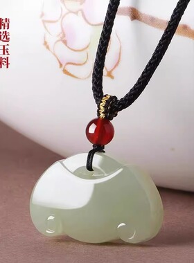 和田玉平安如意锁吊坠男女宝宝儿童玉石玉坠项链白玉挂件2026马年