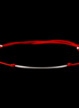 韩版简约细款s925足银红绳本命年