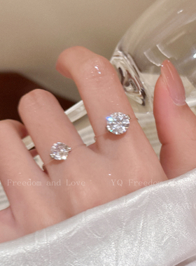 爆闪彩色锆石隐形鱼线戒指女轻奢高级感高颜值食指戒小众设计指环