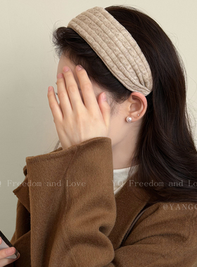 高端毛线针织红色宽边发箍女2026新款高颅顶头箍发饰秋冬发卡头饰