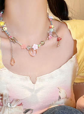 亚克力多巴胺彩色爱心项链