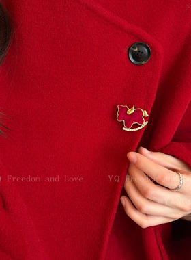 立马暴富！红色植绒小马胸针高档女奢华气质马年配饰项链新年胸花