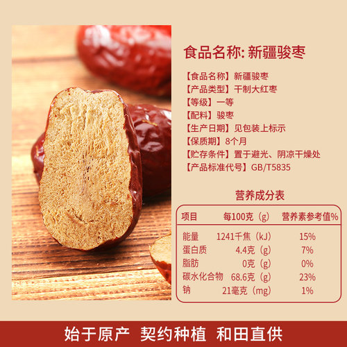 楼兰蜜语和田一级大红枣500g×2袋新疆特产骏枣可夹核桃仁枣子D - 图2