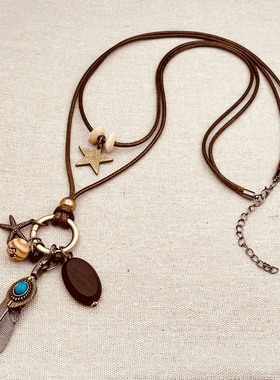 新中式禅意古铜羽毛项链男女款