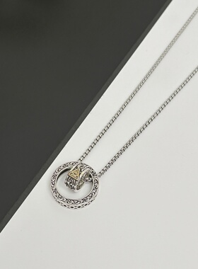 复古上帝之眼双环项链男小众设计