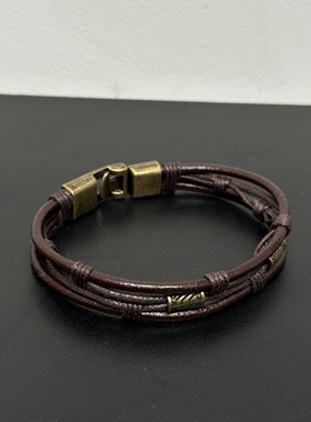 华晨宇同款手链多层牛皮编织手环