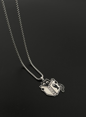 努力学习的可爱黑猫咪项链男女