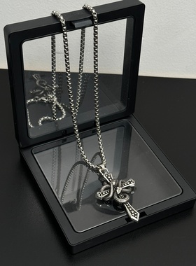 原创灵蛇缠绕鸢福十字架项链男女