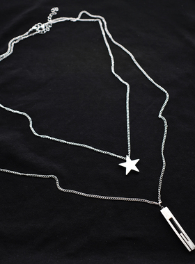 双层叠戴小长条项链男女潮毛衣链