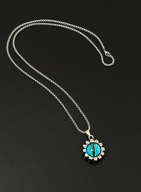 复古恶魔之蓝眼睛项链男潮个性