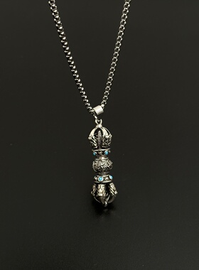 可转动降魔金刚杵复古长款毛衣链