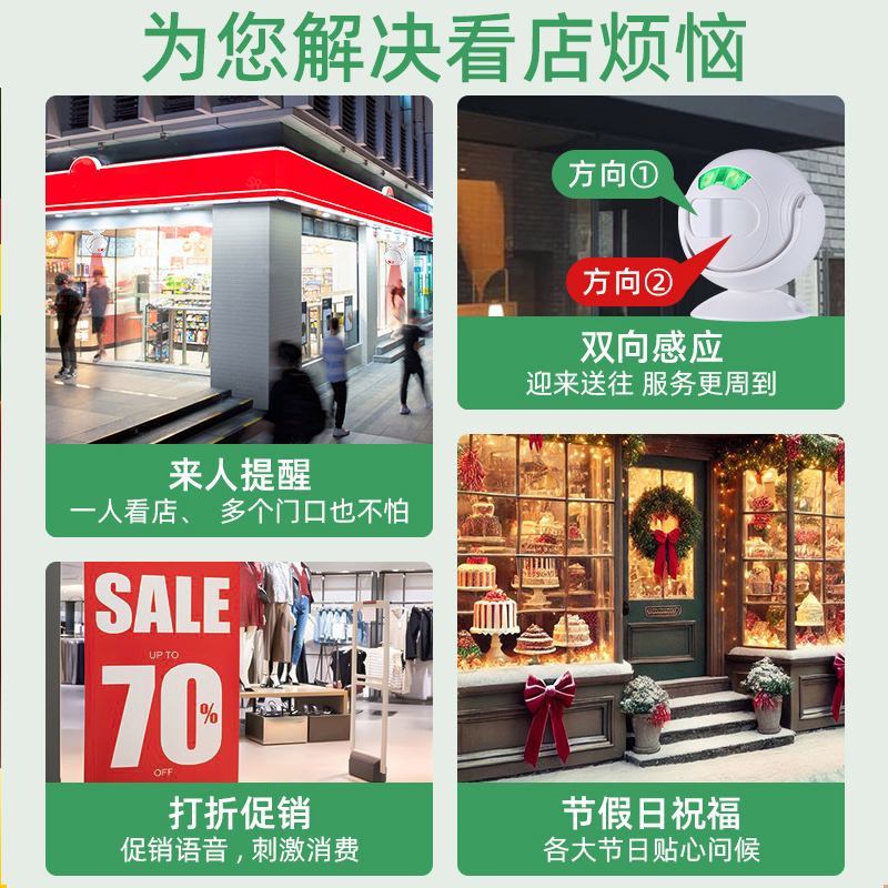 超市来人提醒感应器商用款顾客说话就响的新型电铃铛商店守店神器 - 图0