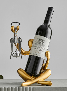 现代简约树脂镂空人物红酒架客厅餐厅家居摆件酒柜餐边柜装饰软装