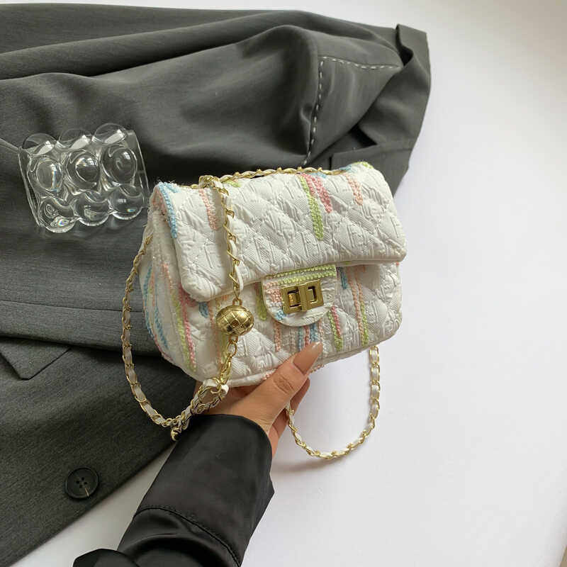 2024新款小香风菱格链条包时尚百搭单肩斜挎腋下包包女小方包,淘宝优惠券,粉丝福利购,淘宝优惠卷