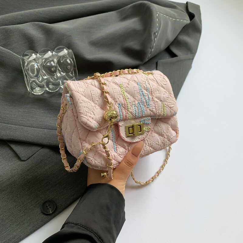 2024新款小香风菱格链条包时尚百搭单肩斜挎腋下包包女小方包,淘宝优惠券,粉丝福利购,淘宝优惠卷