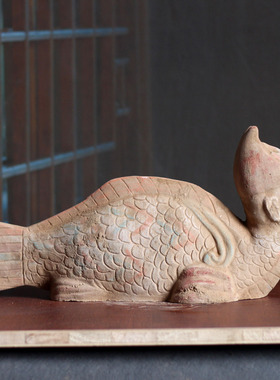 唐宋仿古鱼身俑摆件博古架装饰
