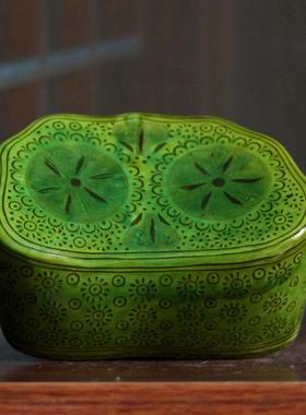 唐三彩梅花盘陶瓷盘古典艺术摆件