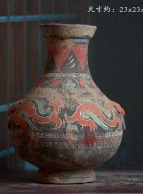 彩绘龙谷仓汉代古玩收藏影视道具