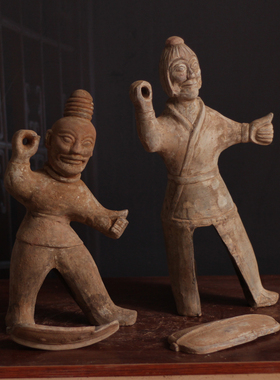 西晋武士俑仿古陶器人物雕塑摆件