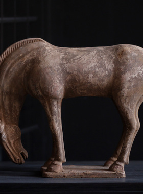 复古中式饮水陶马马到成功摆件