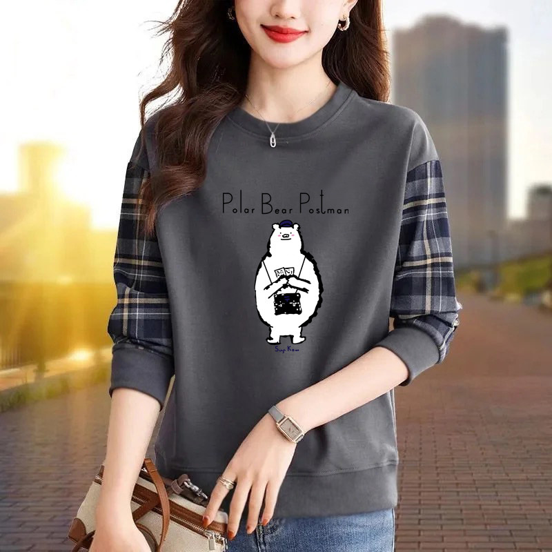 外贸清仓出口纯棉气质拼接长袖卫衣女秋季宽松休闲时尚打底上衣潮,淘宝优惠券,粉丝福利购,淘宝优惠卷