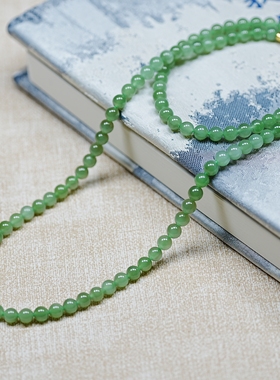 山色空蒙雨亦奇。俄碧玉老坑水料6毫米108圆珠项链