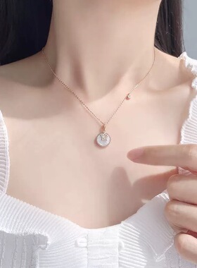 宝丽儿星与心愿星星贝母项链女纯银玫瑰金锁骨链生日礼物送女友