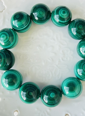 巨无霸（颗颗同心圆，正反双眼）特色的一串孔雀石手链，尺寸20mm