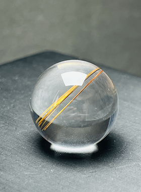 超大尺寸，干净体，（发丝如针）绝美金铜发晶单珠，，尺寸22.4mm