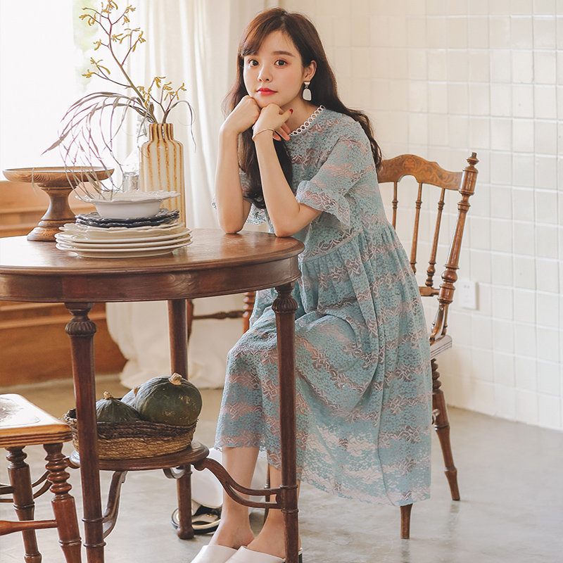 乔奥乔母婴专营店洋气孕妇装网红款夏天裙子孕妈妈连衣裙夏装长款过膝蕾丝长裙1