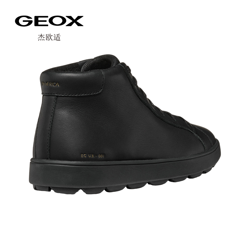 GEOX杰欧适2025年秋冬新款男鞋百搭系带圆头真皮高帮黑色休闲鞋 - 图1