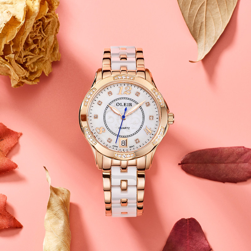 女正品表陶瓷表女款钢带简约女表 欧雷亚国产腕表