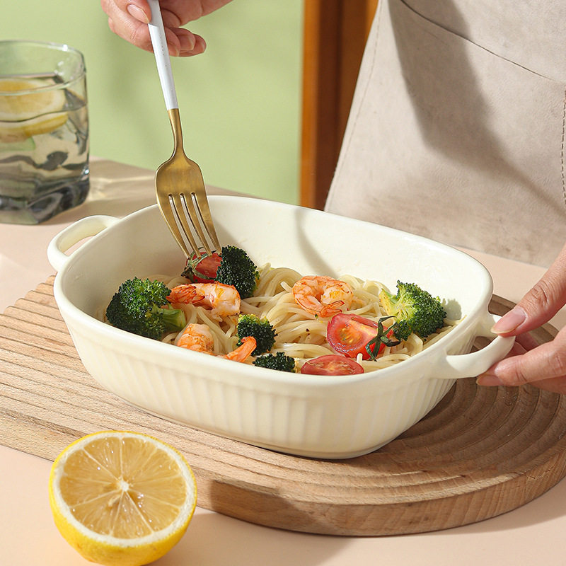 烤碗空气炸锅专用家用双耳陶瓷餐具烤箱微波炉焗饭烤盘水果沙拉碗,淘宝优惠券,粉丝福利购,淘宝优惠卷