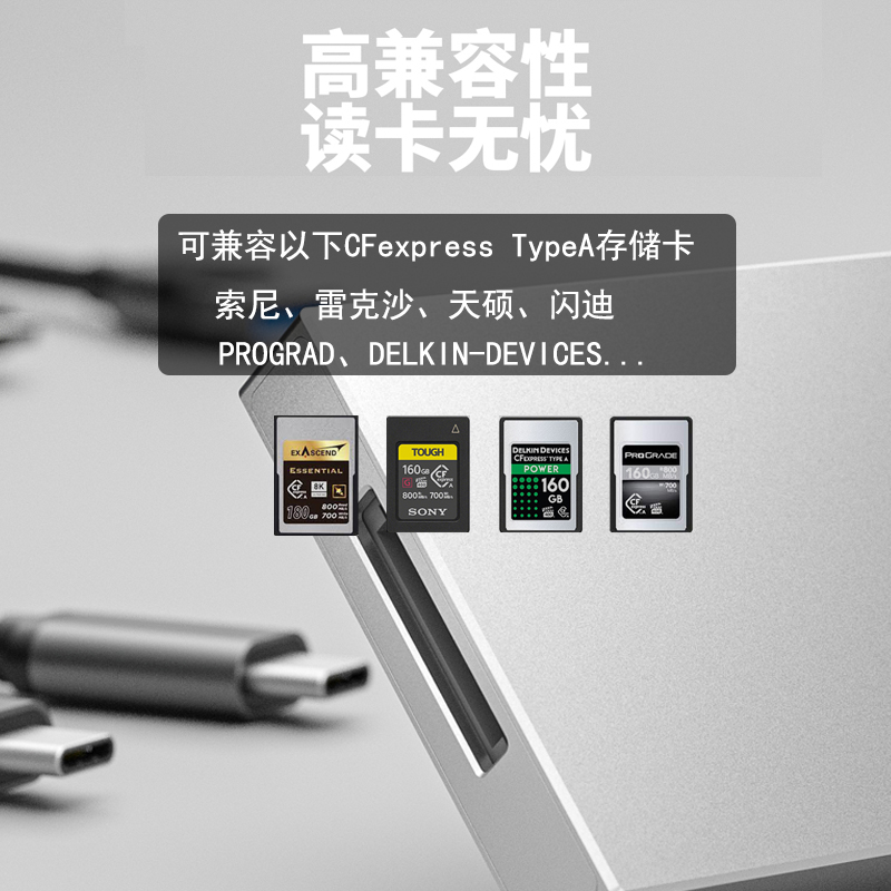 cfa读卡器CFexpress存储卡Type-A适用索尼雷克沙天硕cfb卡CFeA读卡器a卡usb3.1CFeB高速sony相机A7S3/M4/A1 - 图2