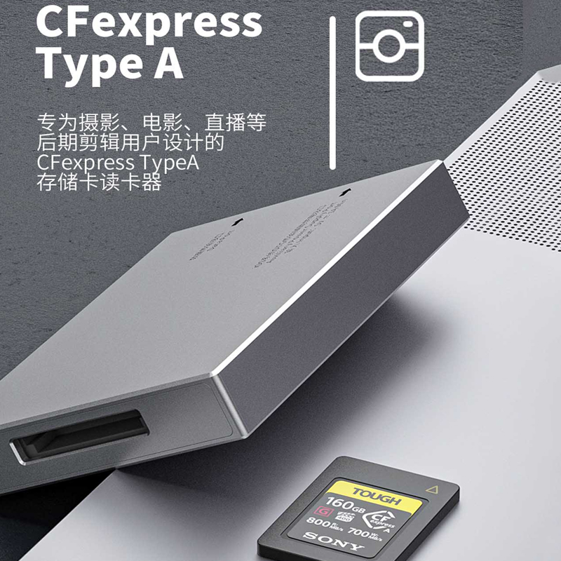 cfa读卡器CFexpress存储卡Type-A适用索尼雷克沙天硕cfb卡CFeA读卡器a卡usb3.1CFeB高速sony相机A7S3/M4/A1 - 图1
