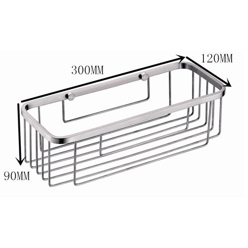 不锈钢浴室置物架单层壁挂卫生间淋浴挂篮卫浴置物角篮长方形大号-图3
